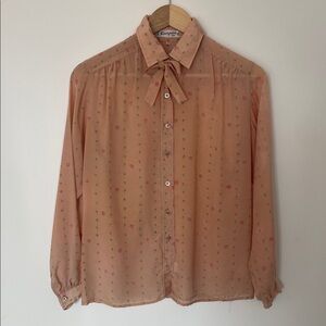 Scorpion Paris Vintage Made in France Button Down Flowers Soft Peach XS